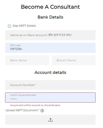 bank details for modicare joining